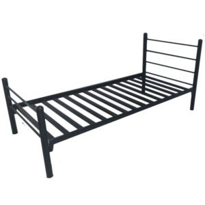 Cama de 1 o 1.5 plazas con estructura metálica negra o metalizada y base soldada