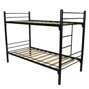 Camarote infantil metálico color negro o metalizado con baranda y escalera fija