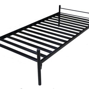 Cama infantil metálica con parrilla soldada en color negro