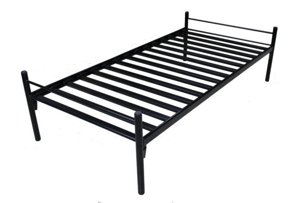 Cama infantil metálica con parrilla soldada en color negro