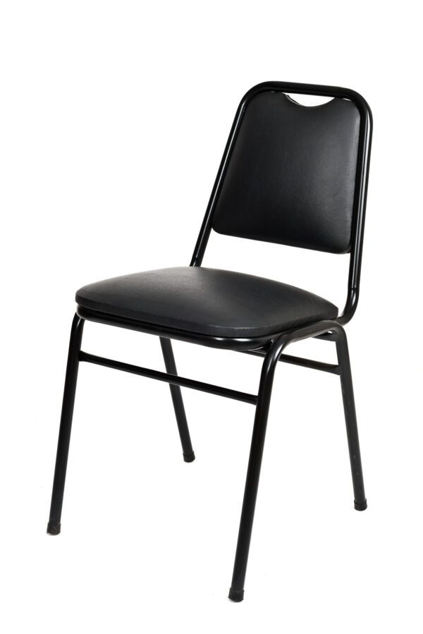Silla ejecutiva BlackLine color negro, tapizada en cuero ecológico con estructura metálica