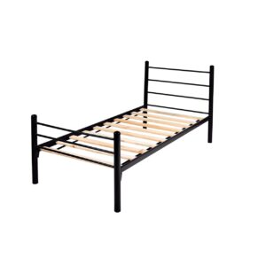 Cama metálica color Azul Línea Nova con base de madera tipo roller