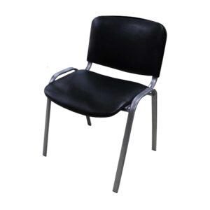 Silla Isopropileno tapizada en ecocuero negro, estructura metálica