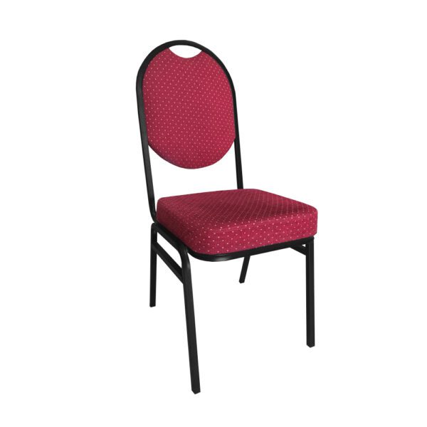 Silla Elegance roja tapizada en chenille, estructura metálica