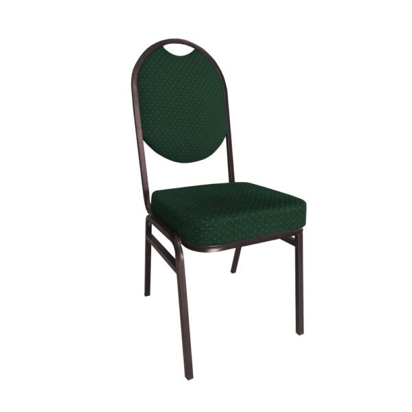 Silla Elegance verde tapizada en chenille, estructura metálica