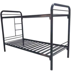 Camarote metálico 1 plaza Kairo en color negro, con escalera fija y estructura de acero reforzado
